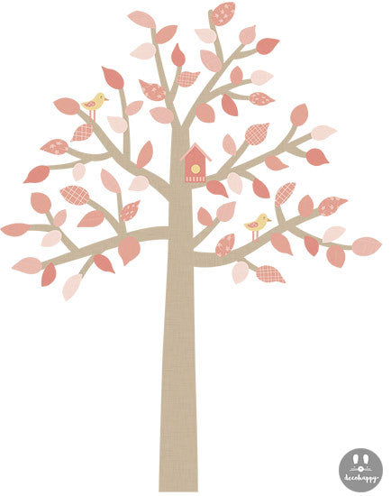 Vinilo infantil árbol textura tela rosa