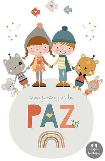 Vinilo infantil todos juntos por la paz