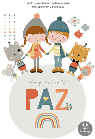 Vinilo infantil todos juntos por la paz