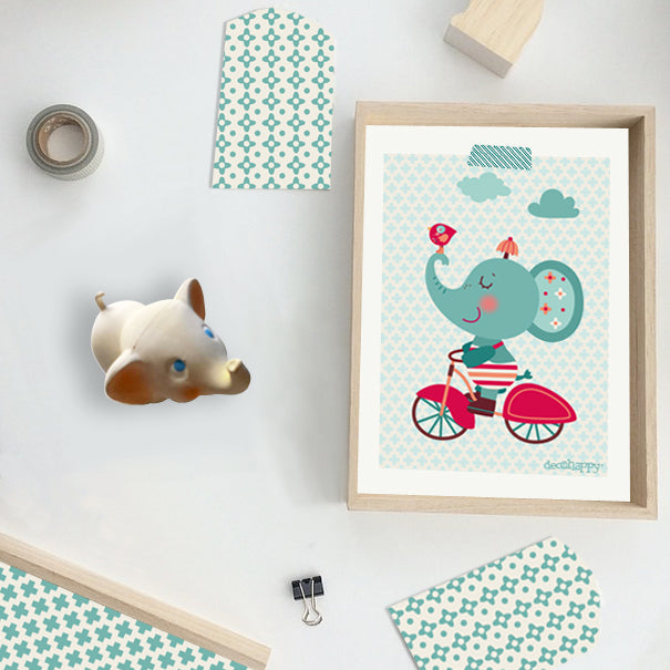 lamina infantil elefante bici 2